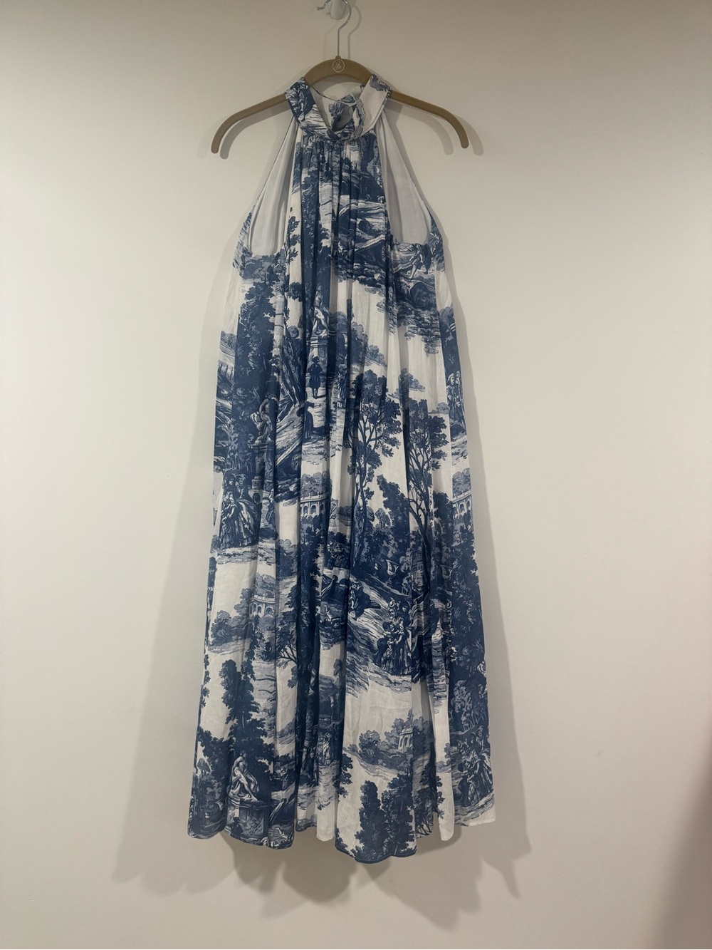 Worn 3x EUC COS Blue toile print dress. Size 6. Fully lined. Side pockets. - Picture 4 of 9